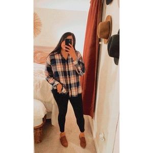 Old Navy Button Down Shirt Plaid Blue Pink Navy White